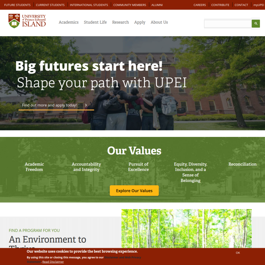 upei.ca homepage screenshot