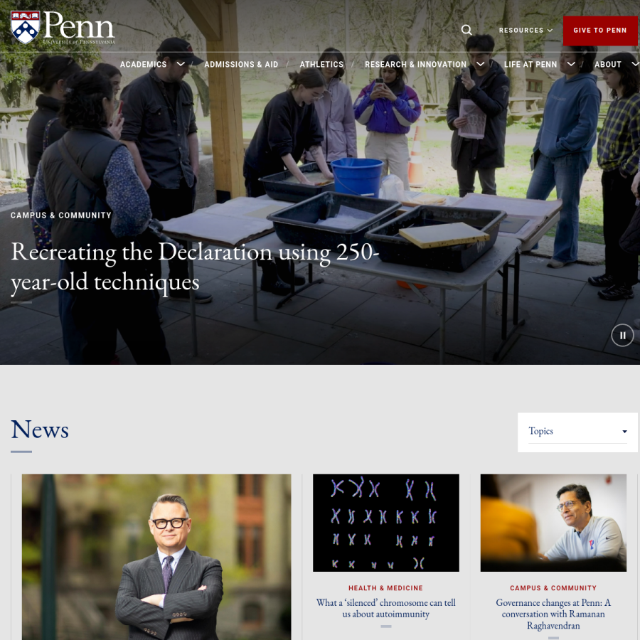 upenn.edu homepage screenshot