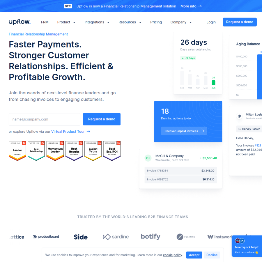 upflow.io homepage screenshot