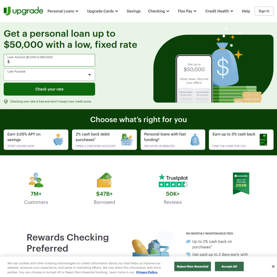 upgrade.com homepage screenshot