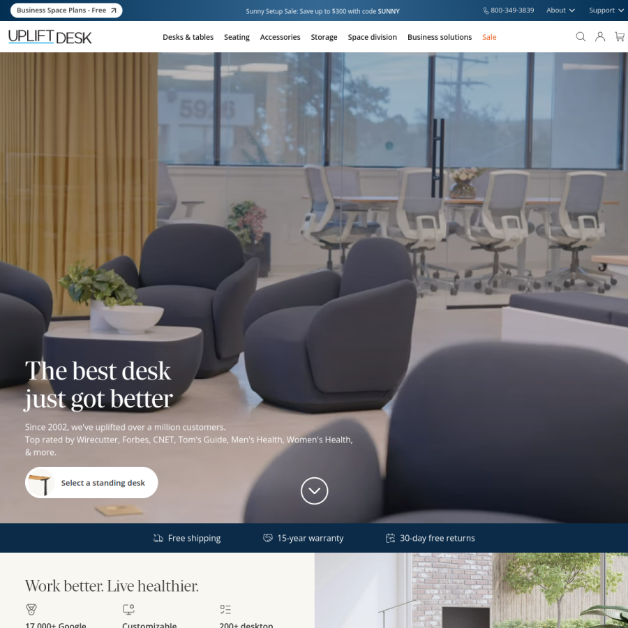 upliftdesk.com homepage screenshot