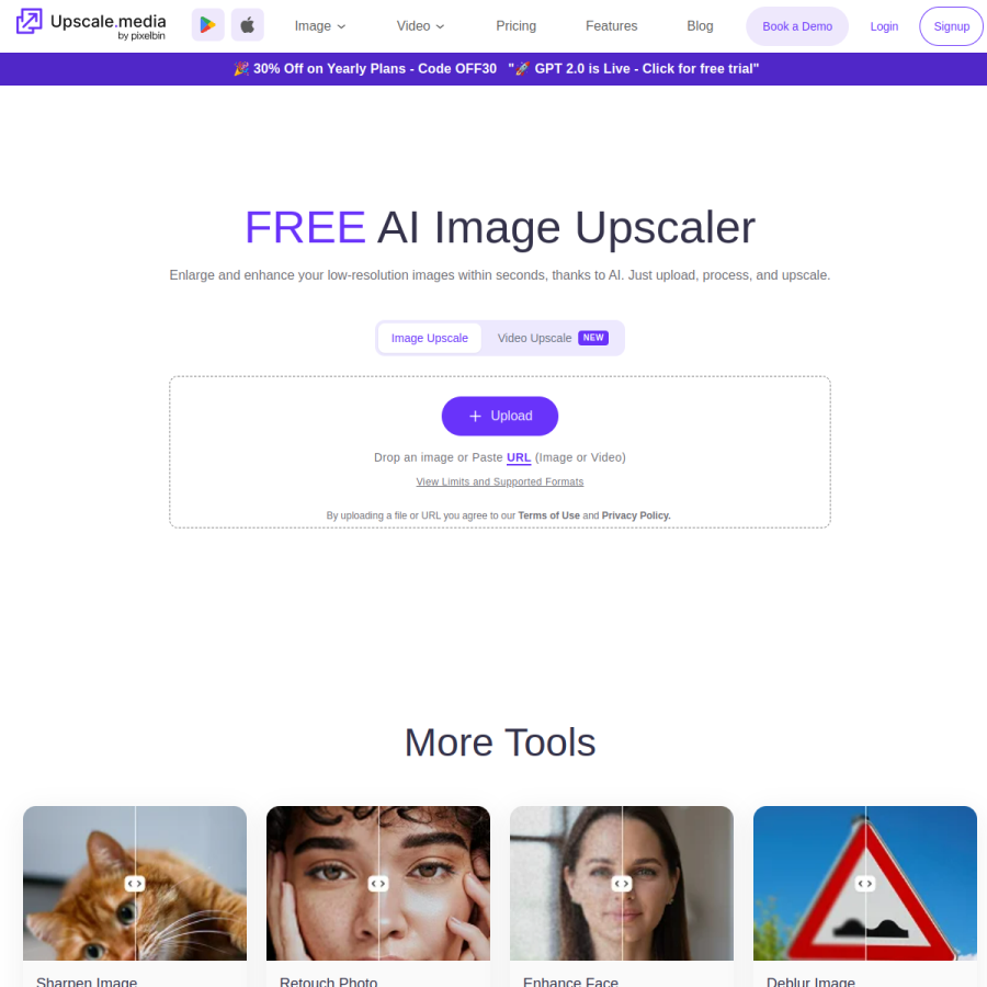 upscale.media homepage screenshot