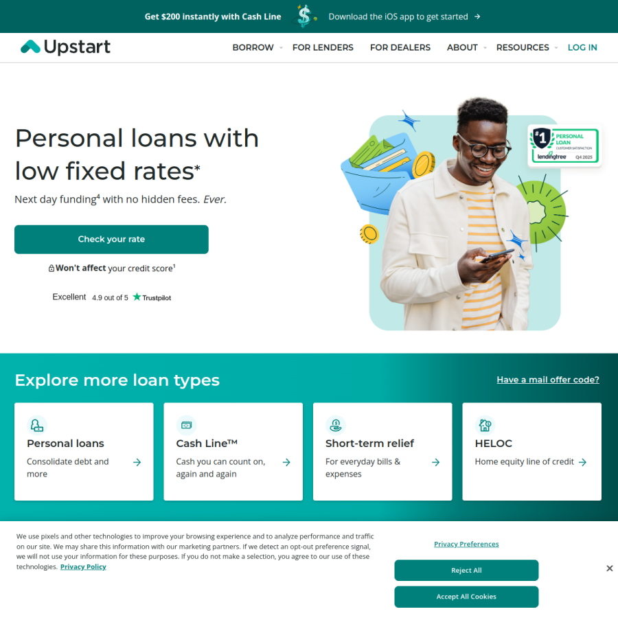 upstart.com homepage screenshot
