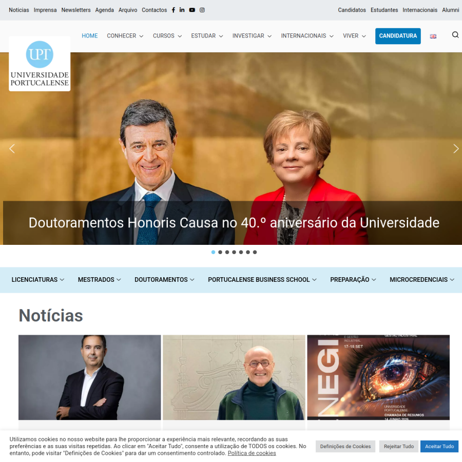 upt.pt homepage screenshot