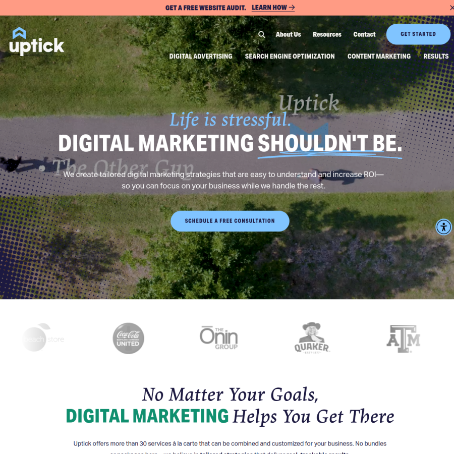 uptickmarketing.com homepage screenshot
