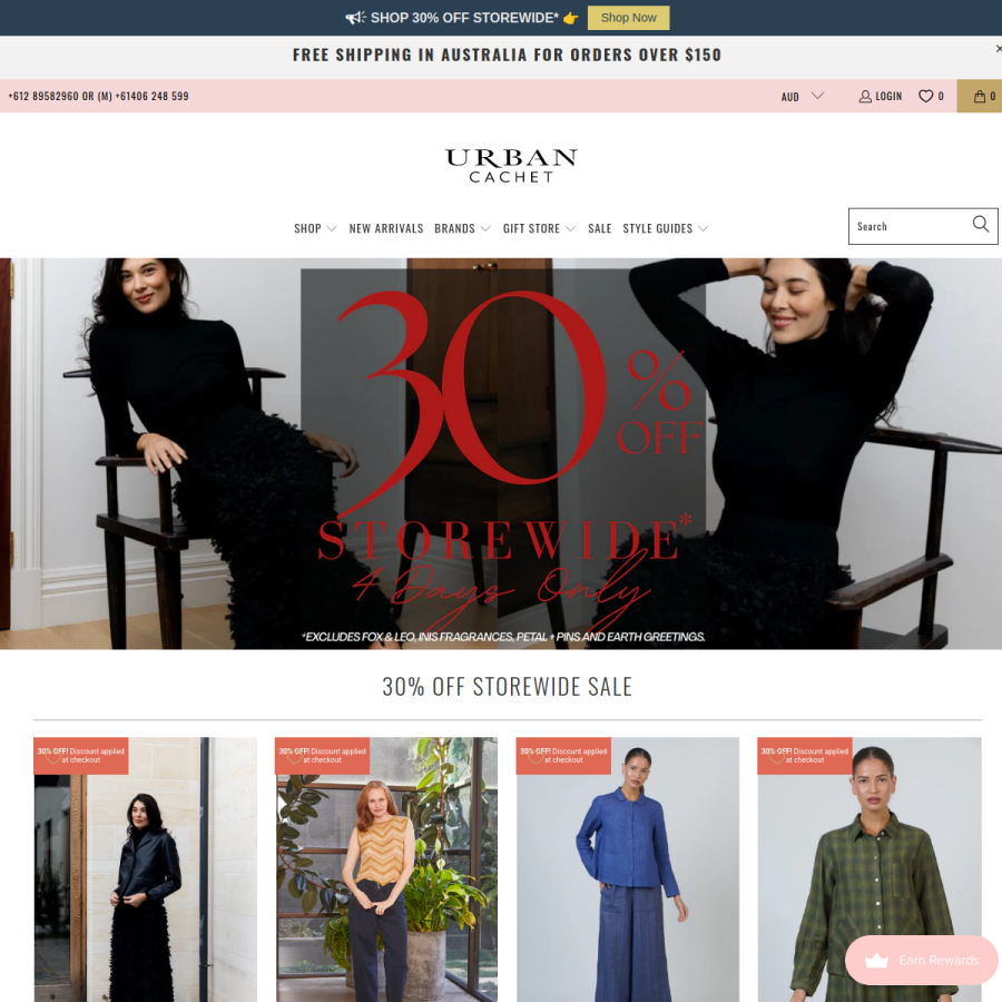 urbancachet.com.au homepage screenshot