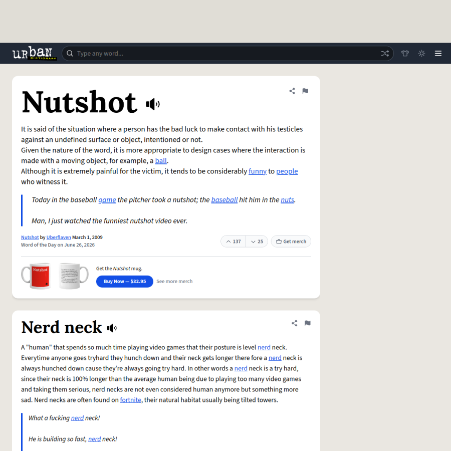 urbandictionary.com homepage screenshot