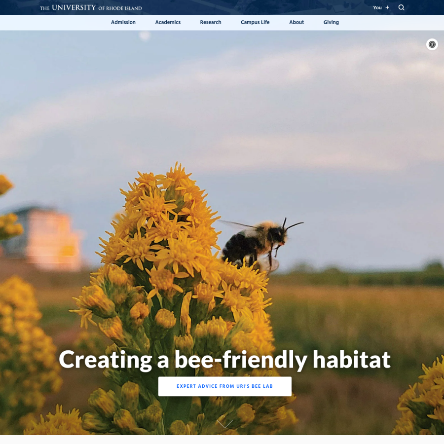 uri.edu homepage screenshot