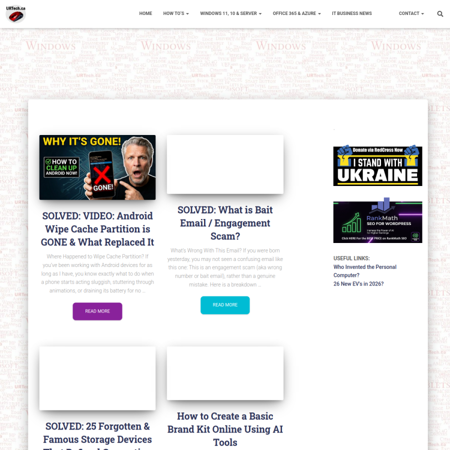 urtech.ca homepage screenshot