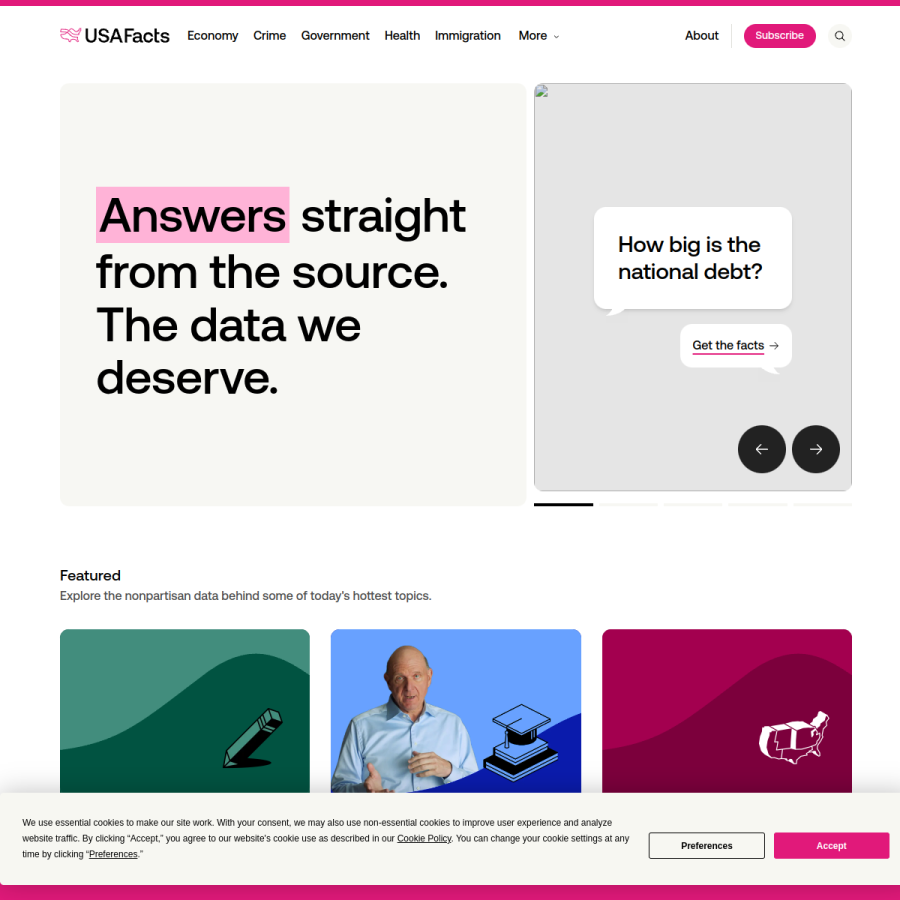 usafacts.org homepage screenshot