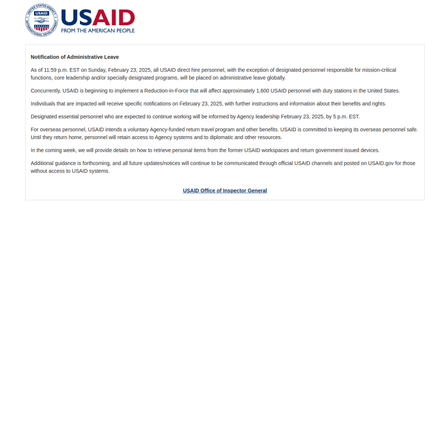 usaid.gov homepage screenshot