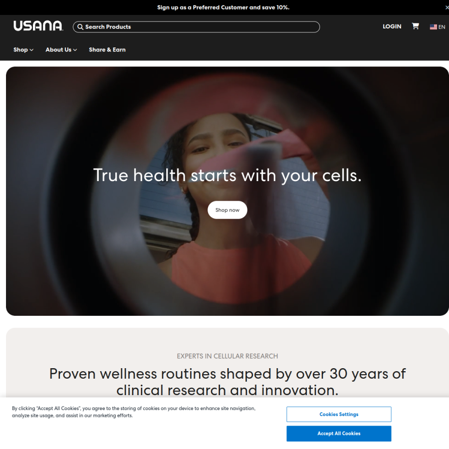 usana.com homepage screenshot
