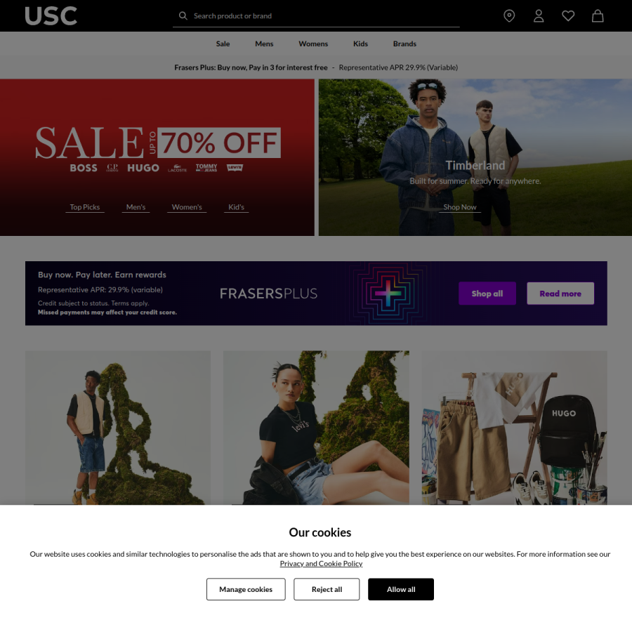 usc.co.uk homepage screenshot