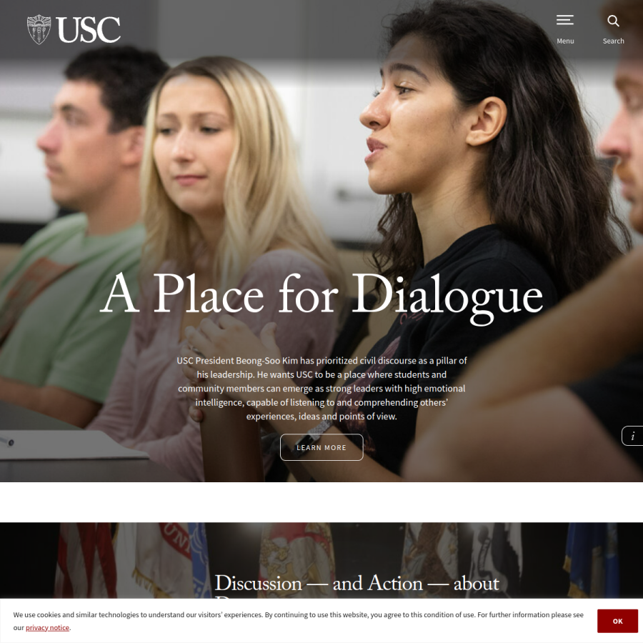 usc.edu homepage screenshot