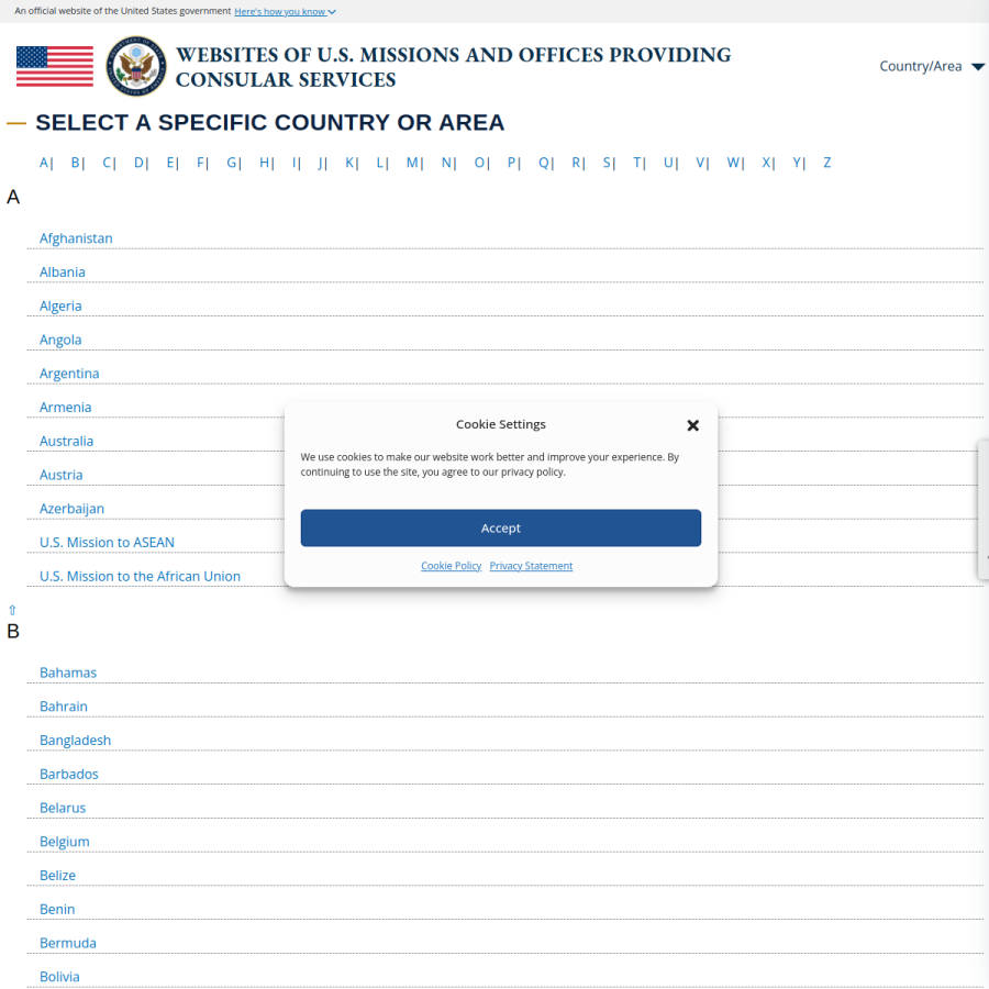 usembassy.gov homepage screenshot
