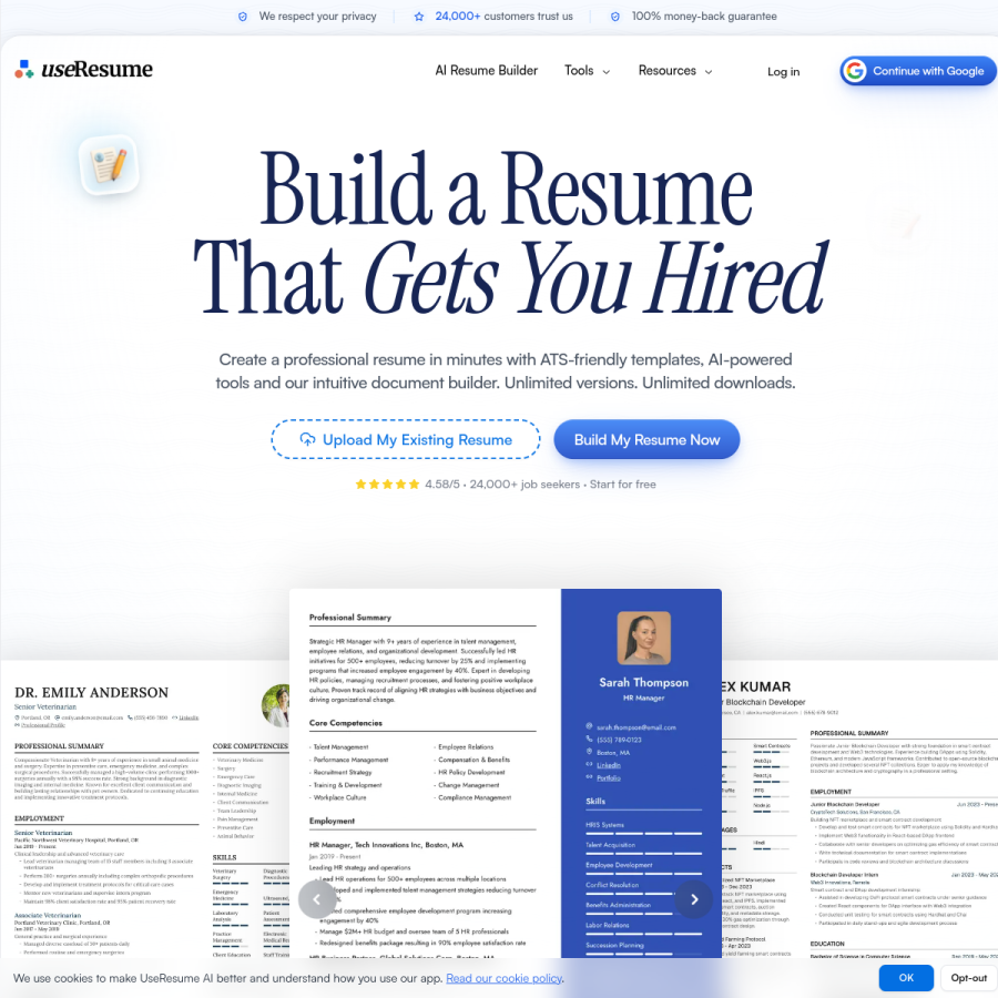 useresume.ai homepage screenshot