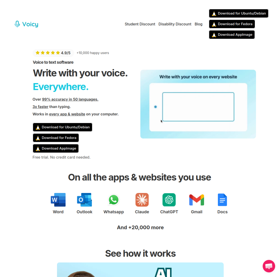 usevoicy.com homepage screenshot