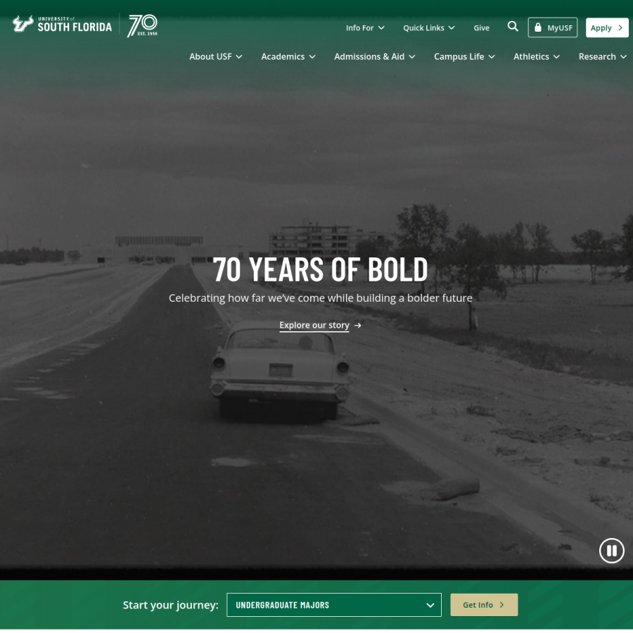 usf.edu homepage screenshot