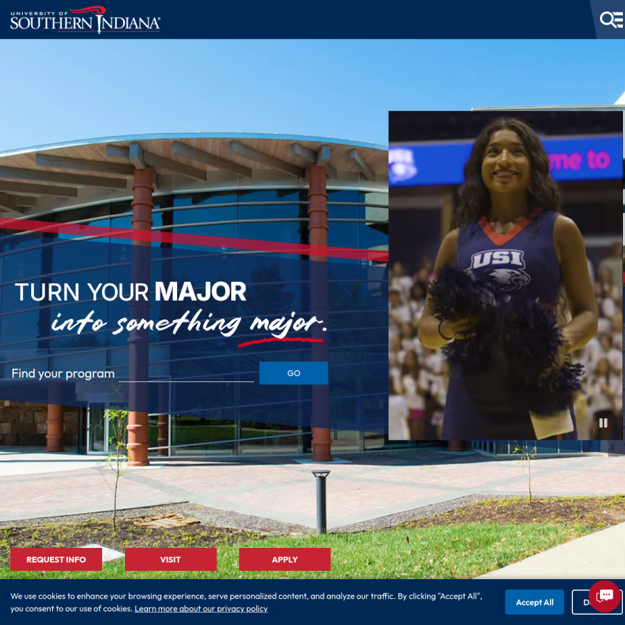 usi.edu homepage screenshot