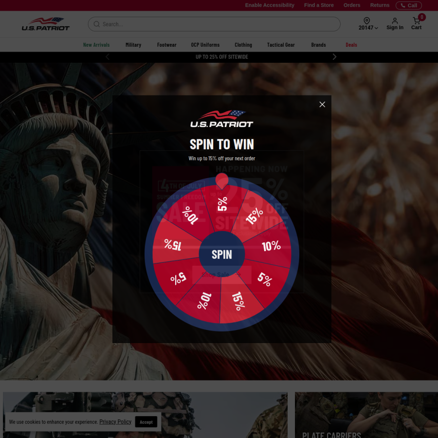 uspatriottactical.com homepage screenshot