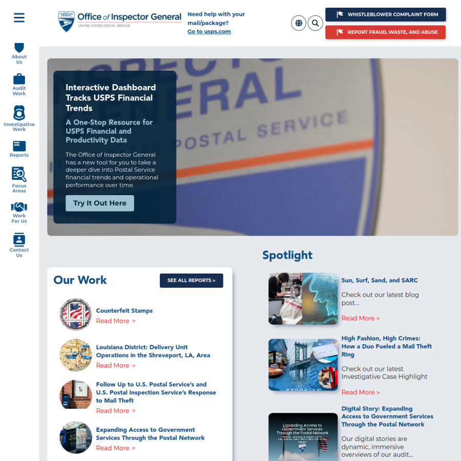 uspsoig.gov homepage screenshot