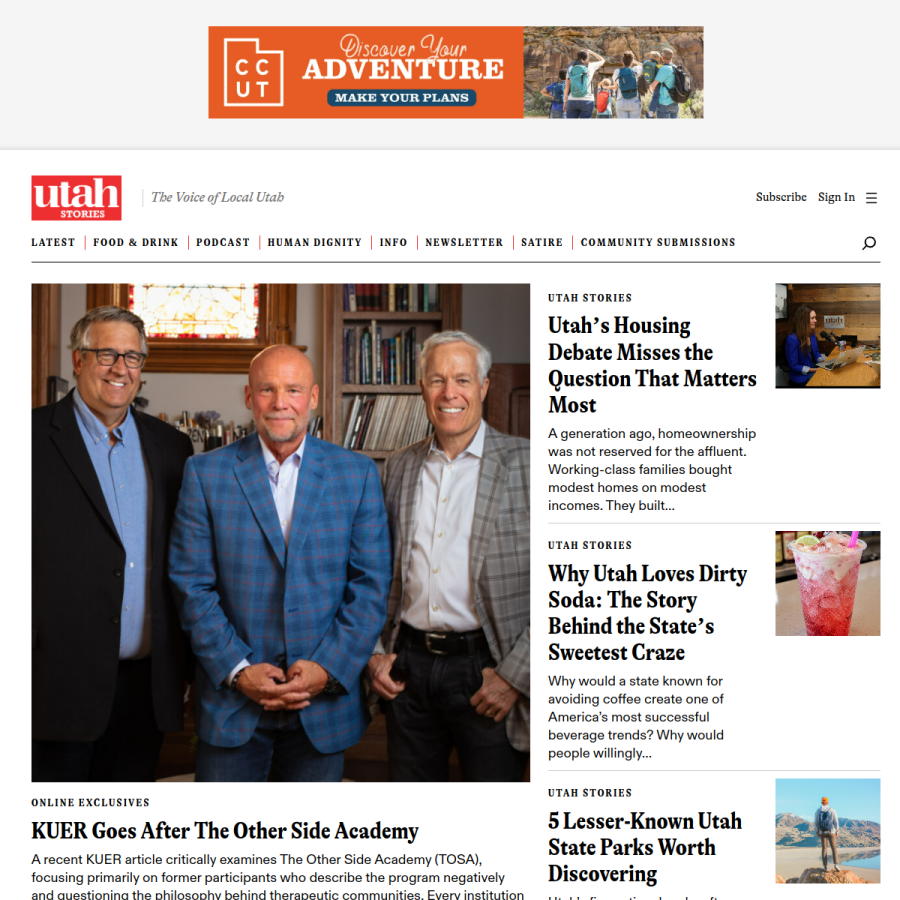 utahstories.com homepage screenshot