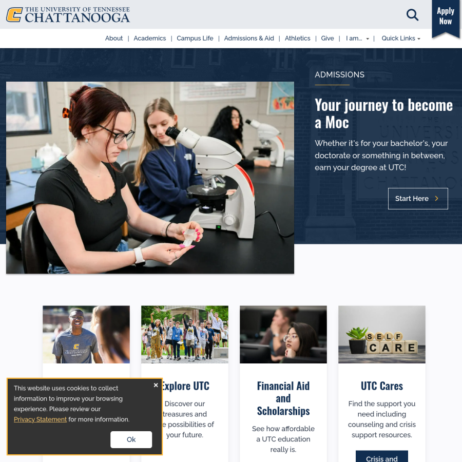 utc.edu homepage screenshot