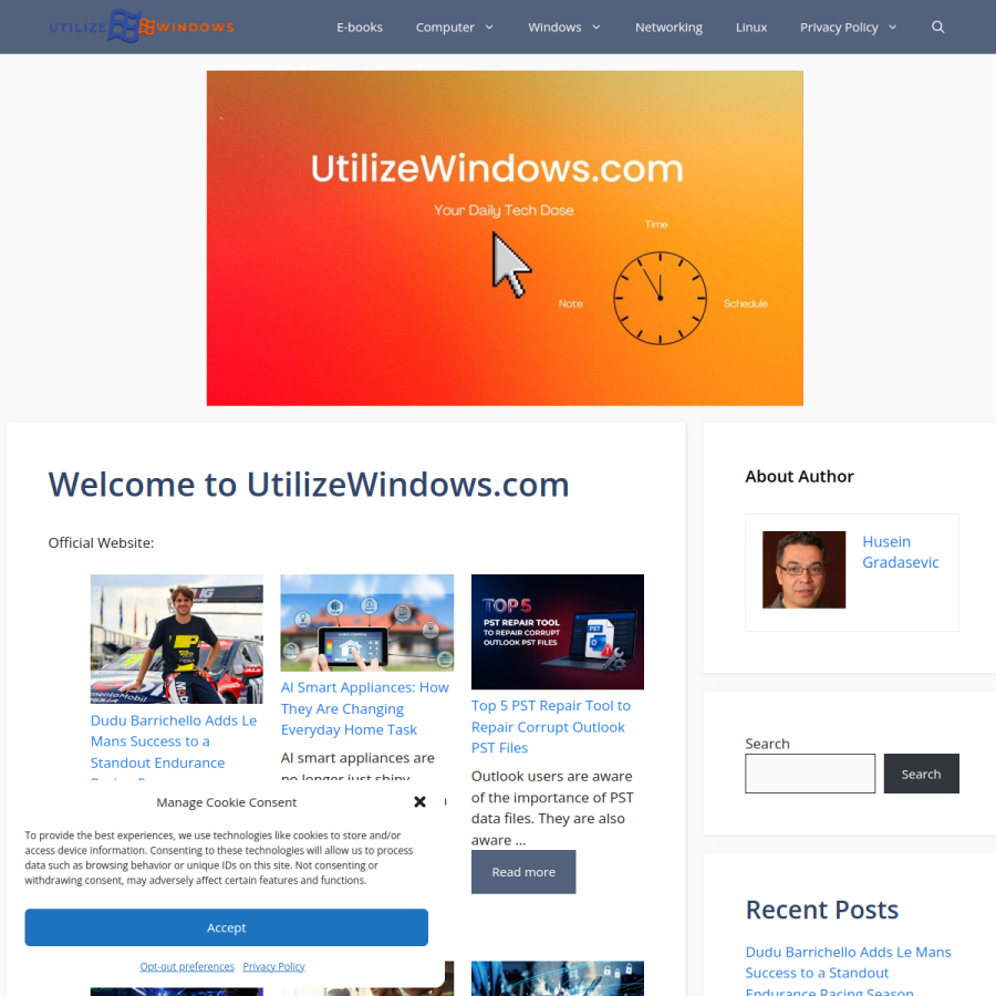 utilizewindows.com homepage screenshot