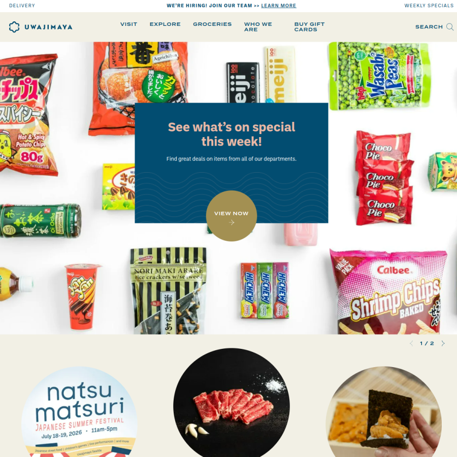 uwajimaya.com homepage screenshot