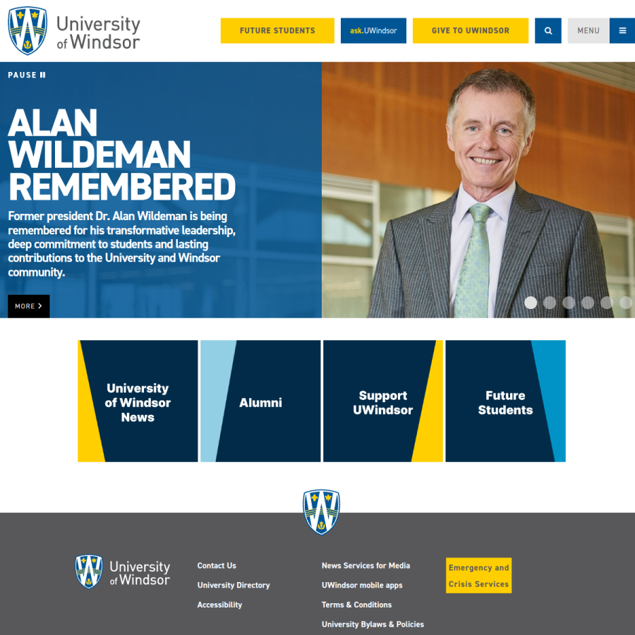 uwindsor.ca homepage screenshot