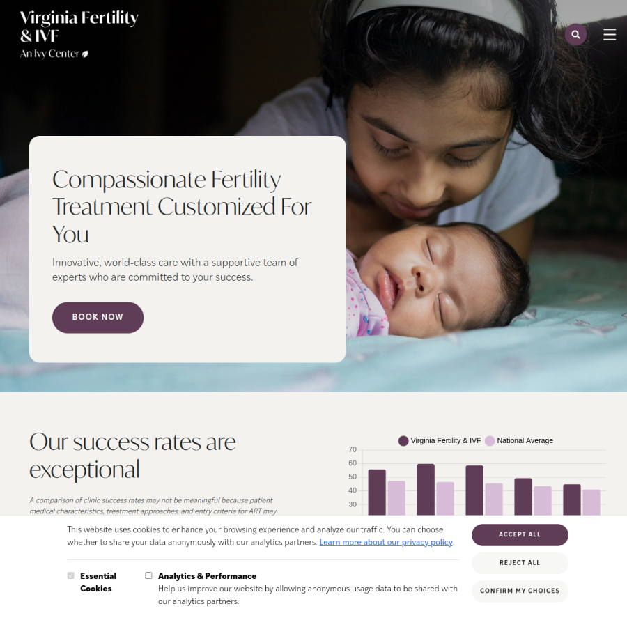 vafertility.com homepage screenshot