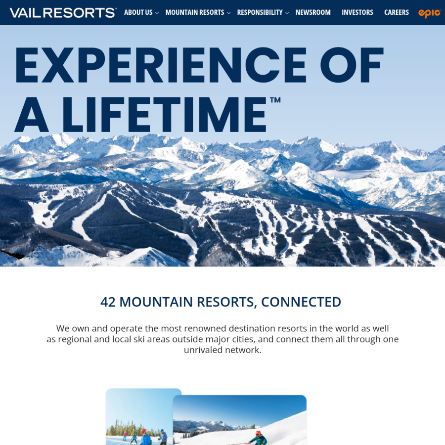 vailresorts.com homepage screenshot