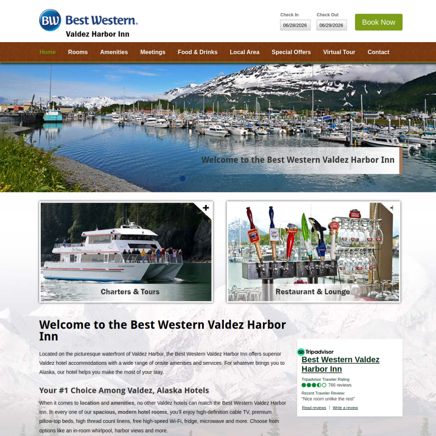 valdezharborinn.com homepage screenshot