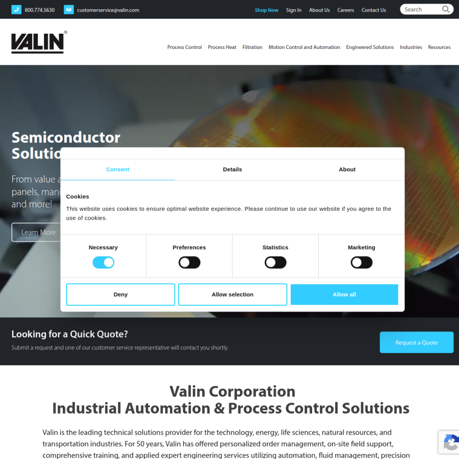 valin.com homepage screenshot
