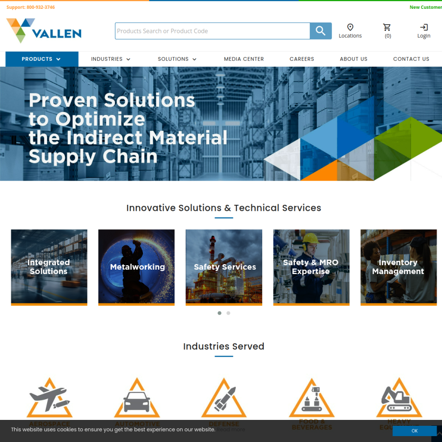 vallen.com homepage screenshot