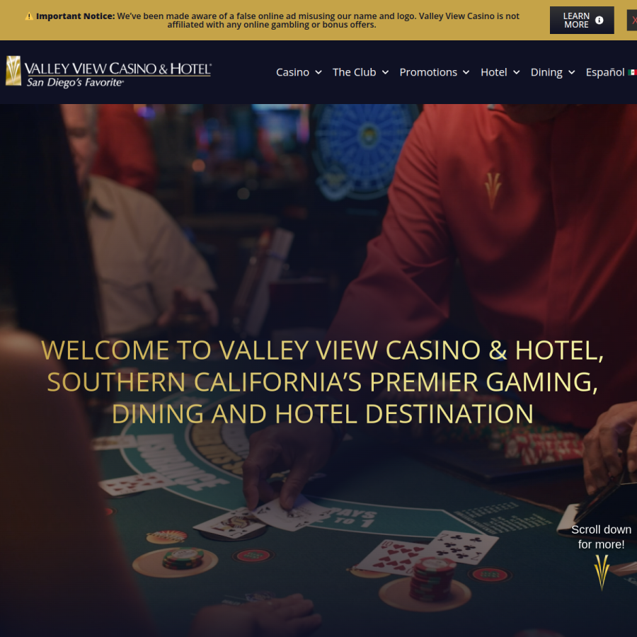 valleyviewcasino.com homepage screenshot