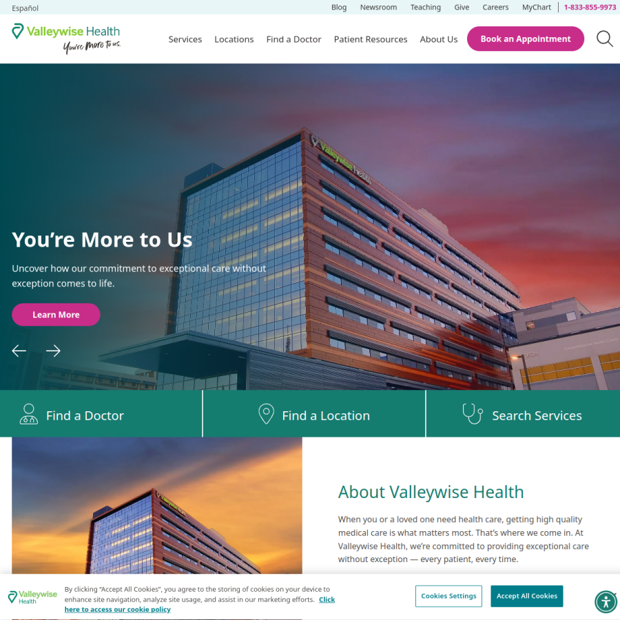 valleywisehealth.org homepage screenshot