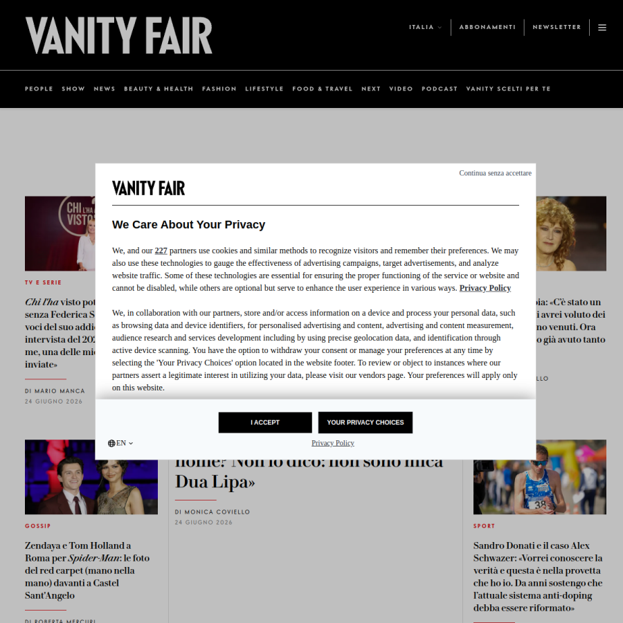 vanityfair.it homepage screenshot