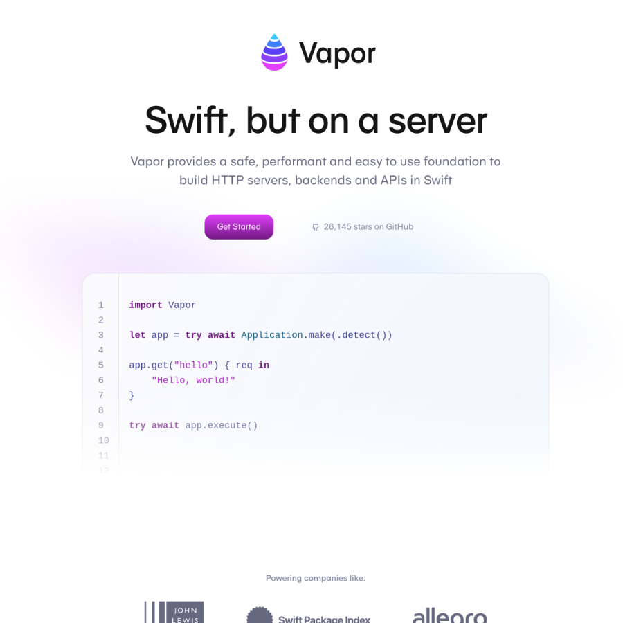vapor.codes homepage screenshot