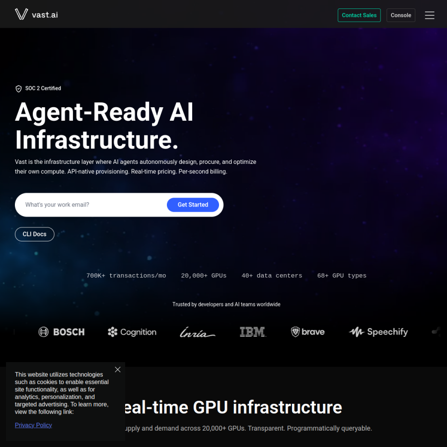 vast.ai homepage screenshot
