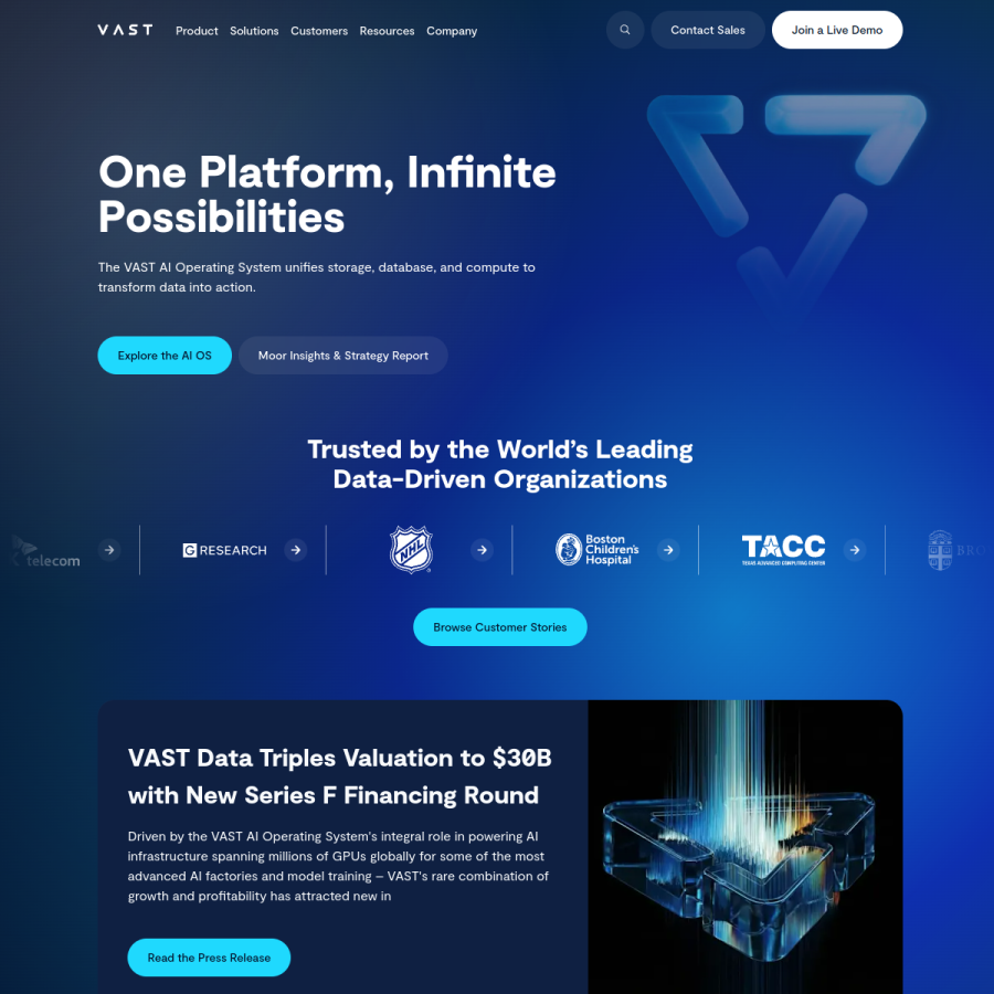 vastdata.com homepage screenshot