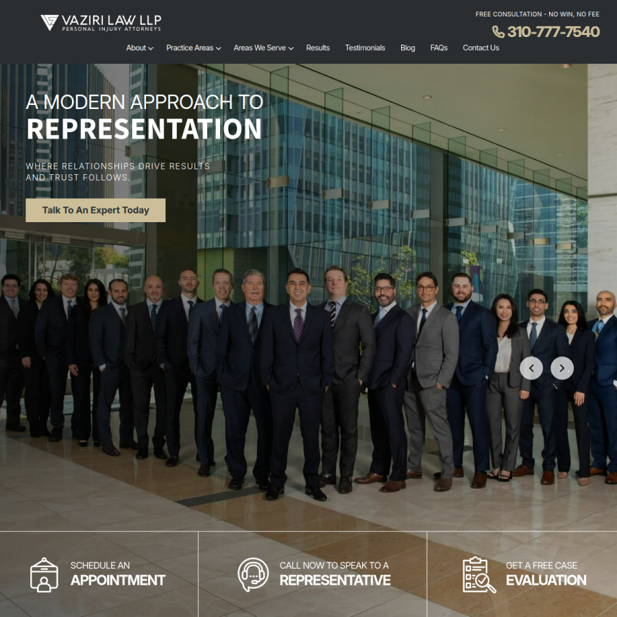vazirilaw.com homepage screenshot