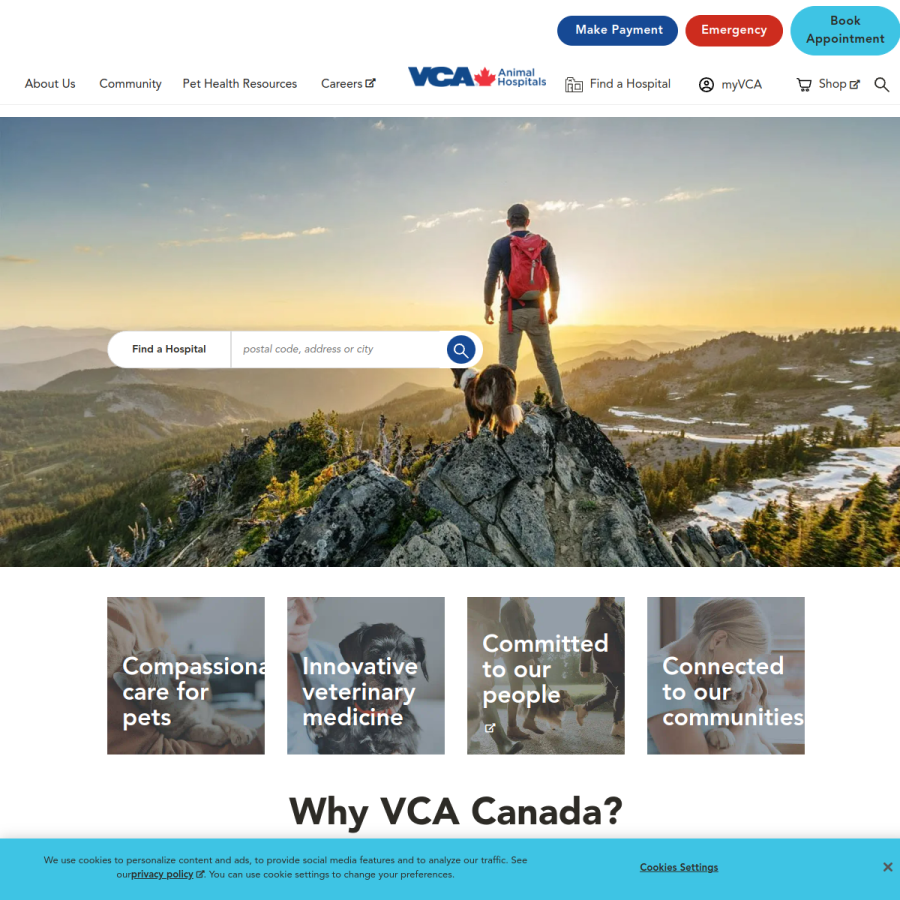 vcacanada.com homepage screenshot