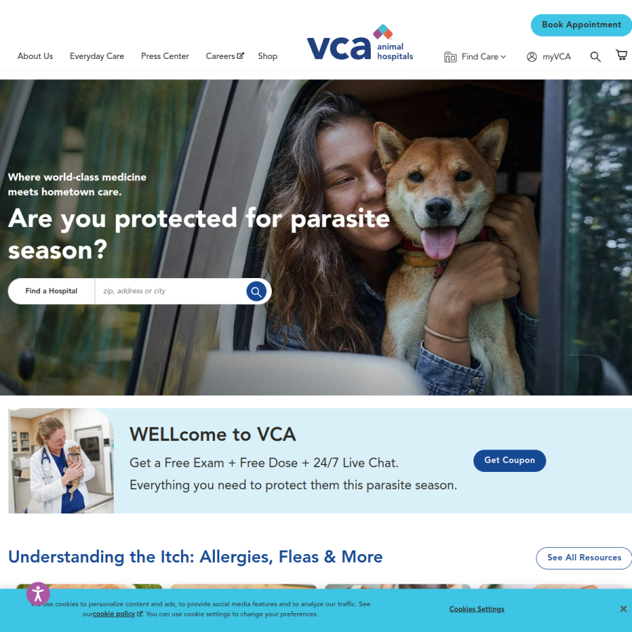 vcahospitals.com homepage screenshot