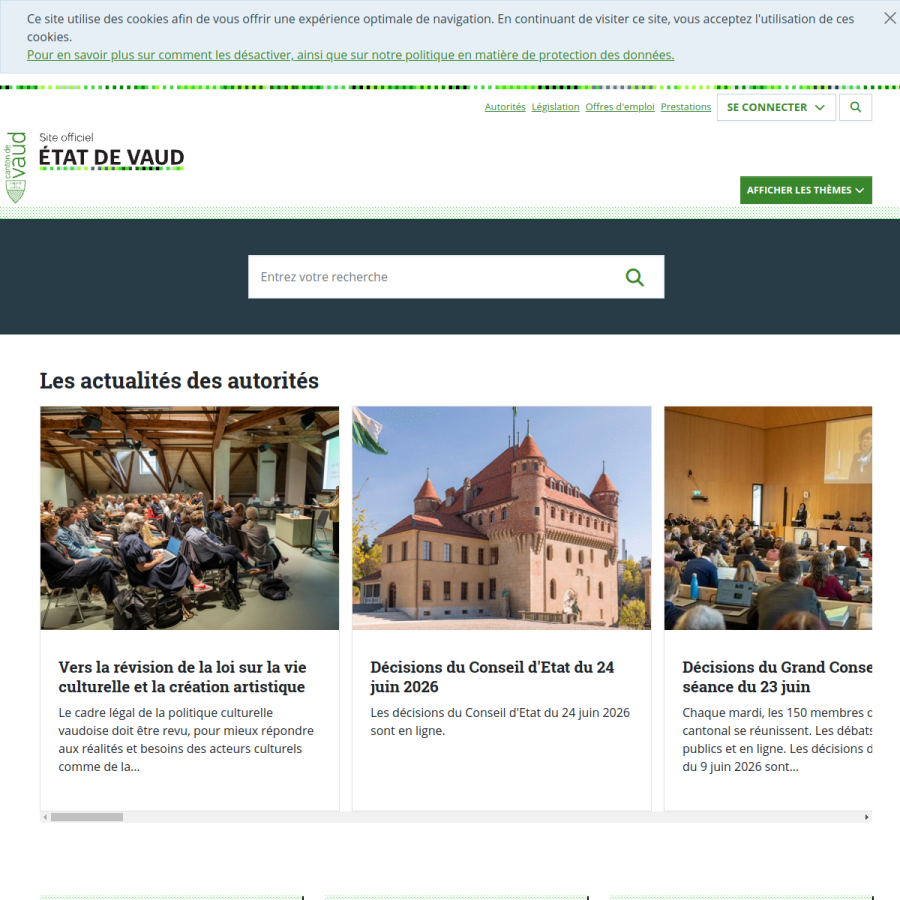 vd.ch homepage screenshot