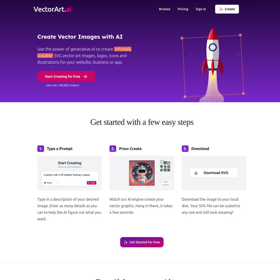 vectorart.ai homepage screenshot