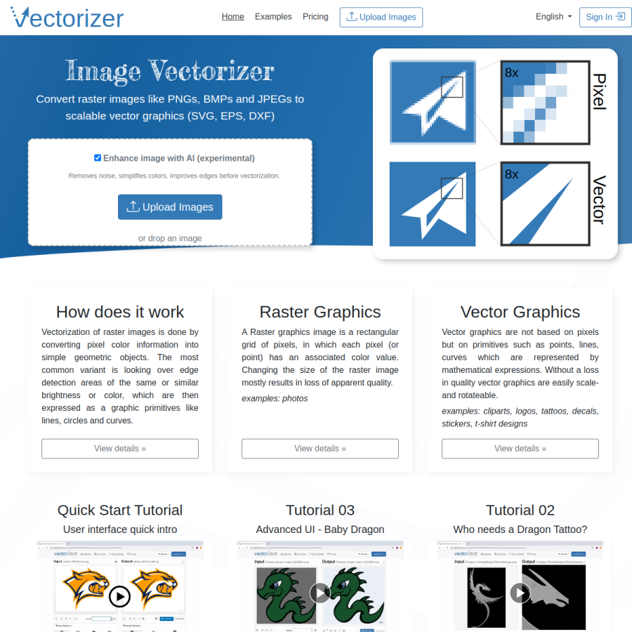 vectorizer.io homepage screenshot