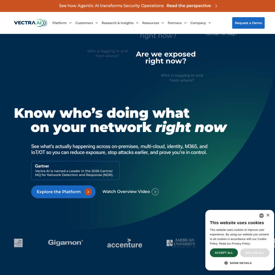 vectra.ai homepage screenshot