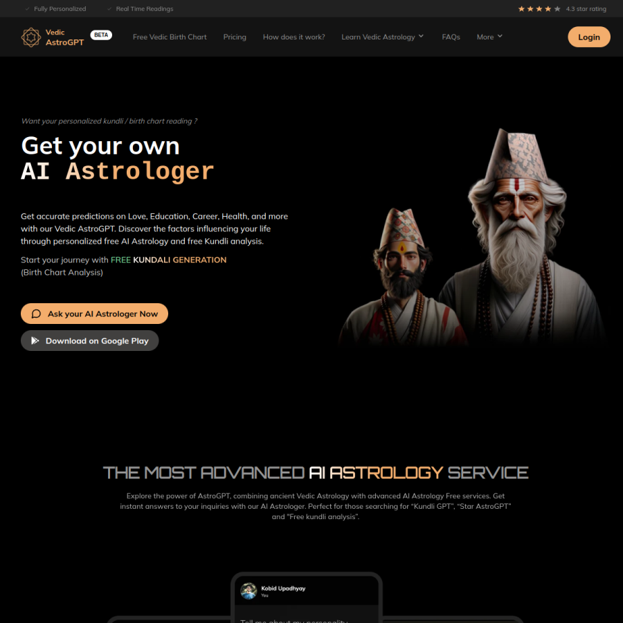 vedicastrogpt.com homepage screenshot