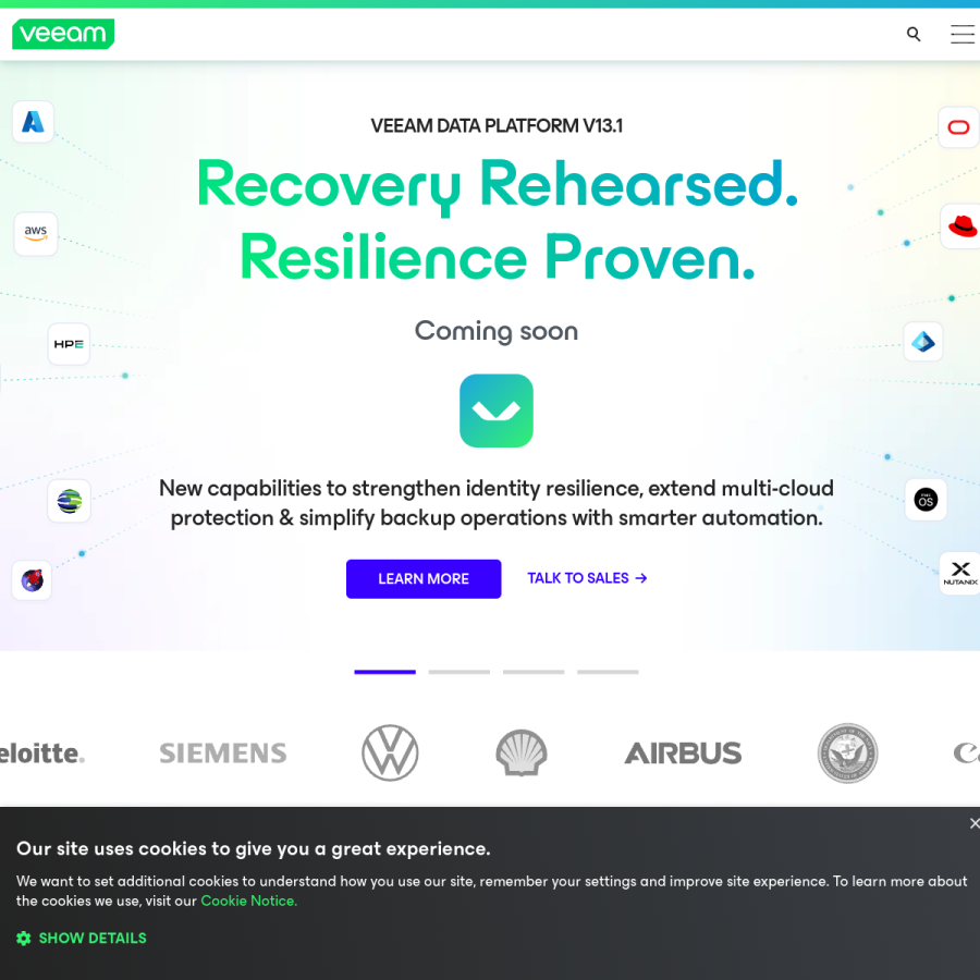 veeam.com homepage screenshot